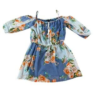 City Studio Cold Shoulder Floral Polka Dot Dress Size L